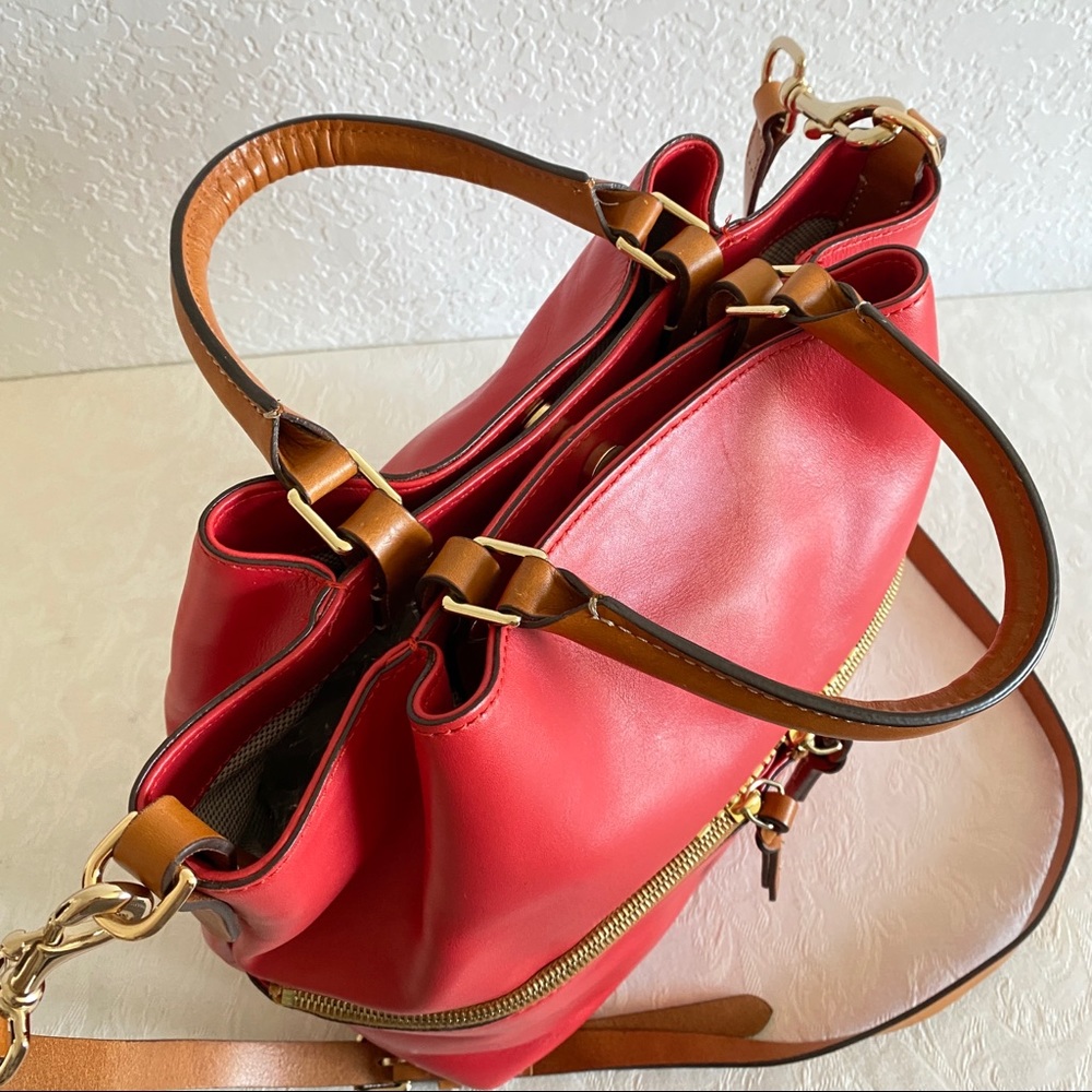 Dooney & Bourke large City Dawson Satchel, Red - Picture 7 of 11